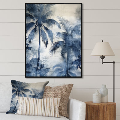 " Vintage Blue Palm Trees Shadows "