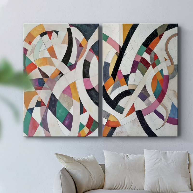 ABSTRACT Series LXV III - Toile tendue avec châssis de qualité supérieure - Prêt à être accroché, H 60 po x l 80 po