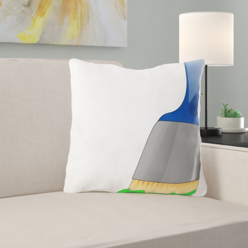 Coussin décoratif paint Bloomington, Vert, Microsuède, Intérieur