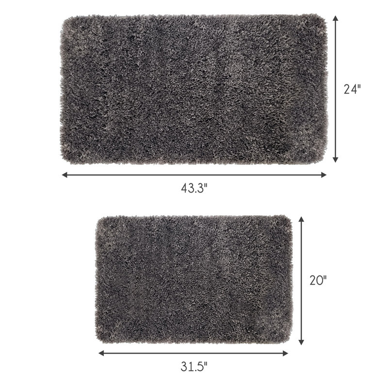 Cyrell Non-Slip Bath Rug, Dark Gray