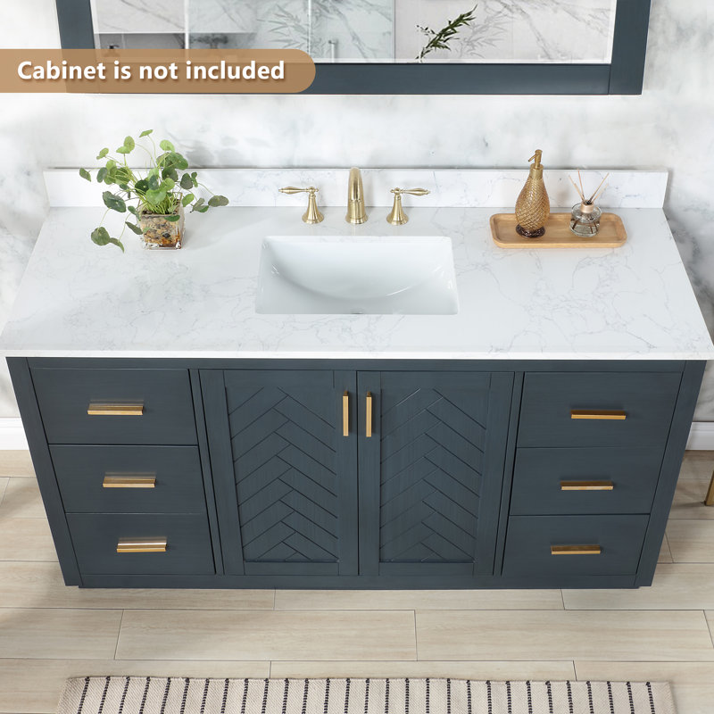 Ceres 61" White Engineered Stone Vanity Top with Sink