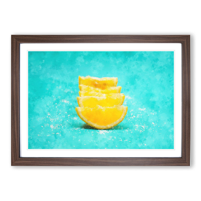 Lemon and Salt - Picture Frame Painting, 48cm H x 65cm W x 2cm D, Walnut Framed