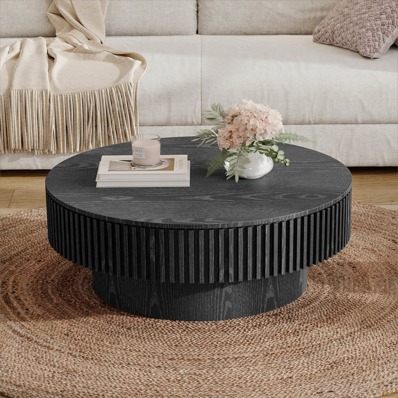 Table basse avec rangement Timeshia, Noir, H 14 po x l 31,5 po x P 31,5 po