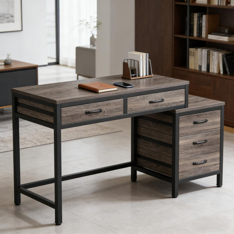 Bureau, table d'écriture, bureau d'ordinateur avec armoire à tiroirs