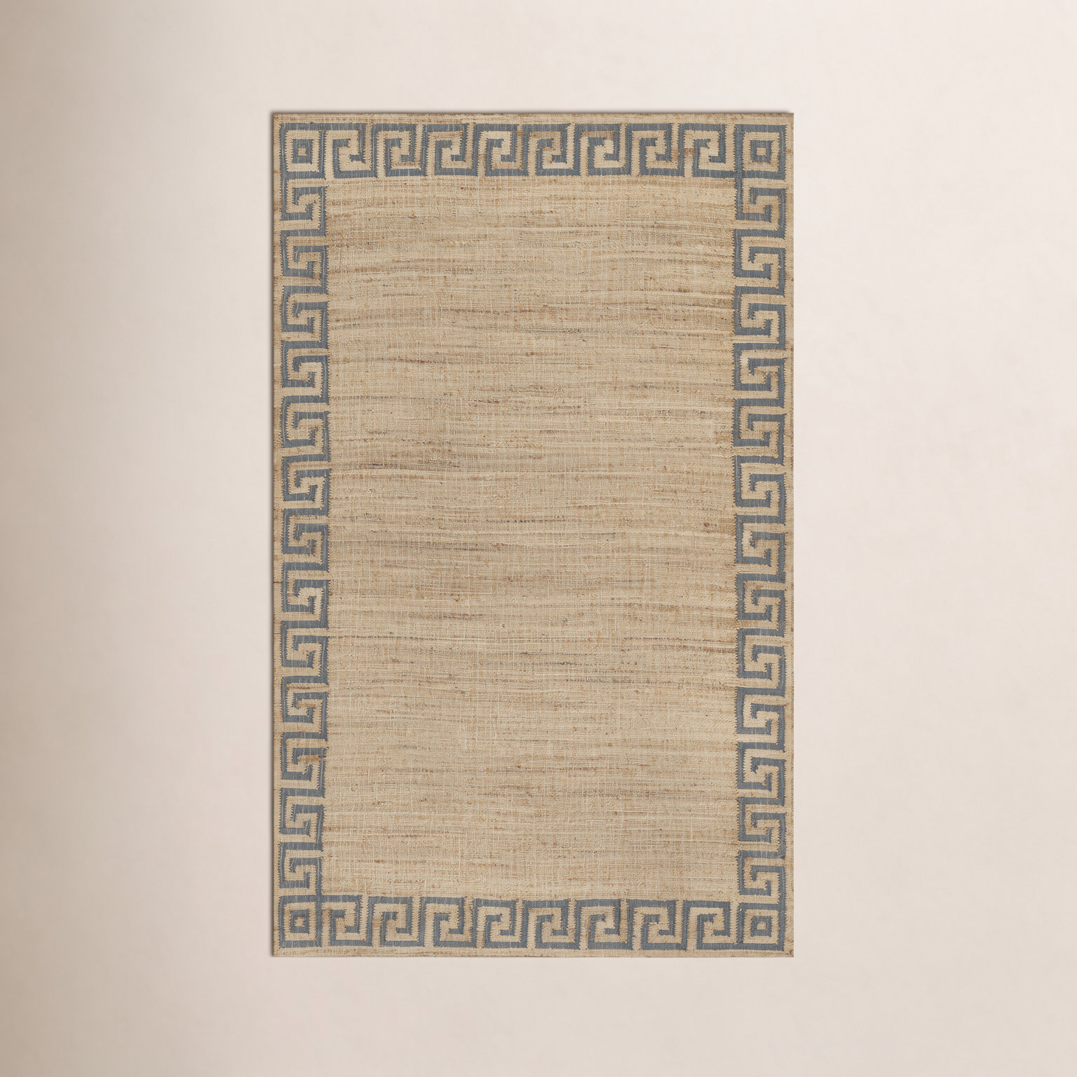 Orchard Greek Key Blue Hand-Woven Jute Rug, Rectangle 8' x 10'
