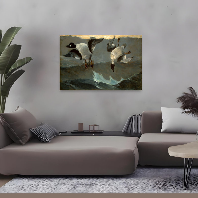 Right And Left Classic Contemporary Bird Duck Goose Spring Wildlife Wall Art Print by Winslow Homer - Wrapped Canvas Print
