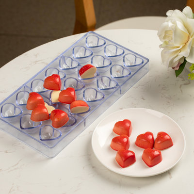 Moule en forme de cœur de 10,8 po x 5,3 po, 1 moule en forme de cœur allant au congélateur - 21 cavités, lavable au lave-vaisselle, moule en polycarbonate transparent, facile à libérer, durable