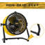 10 po Ventilateur de plancher turbo haute vitesse 3 vitesses robuste en jaune avec puissant moteur 1/12 HP
