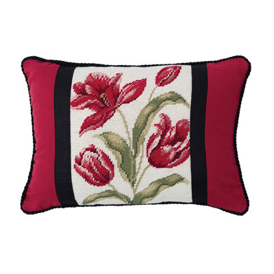 Striped Tulip Bouquet Needlepoint Pillow