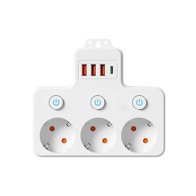 Intelligent Power Strip With USB Ports 3/4 Way Multiple Socket Without Cable Multifunctional Power Strip With 3 USB  1 Type-C Versatile And Safe
