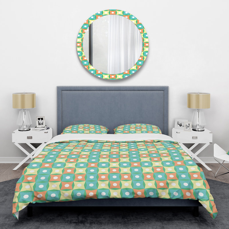  Ensemble de housse de couette Abstract Retro I Mid-Century, Housse de couette double / grand et 2 taies