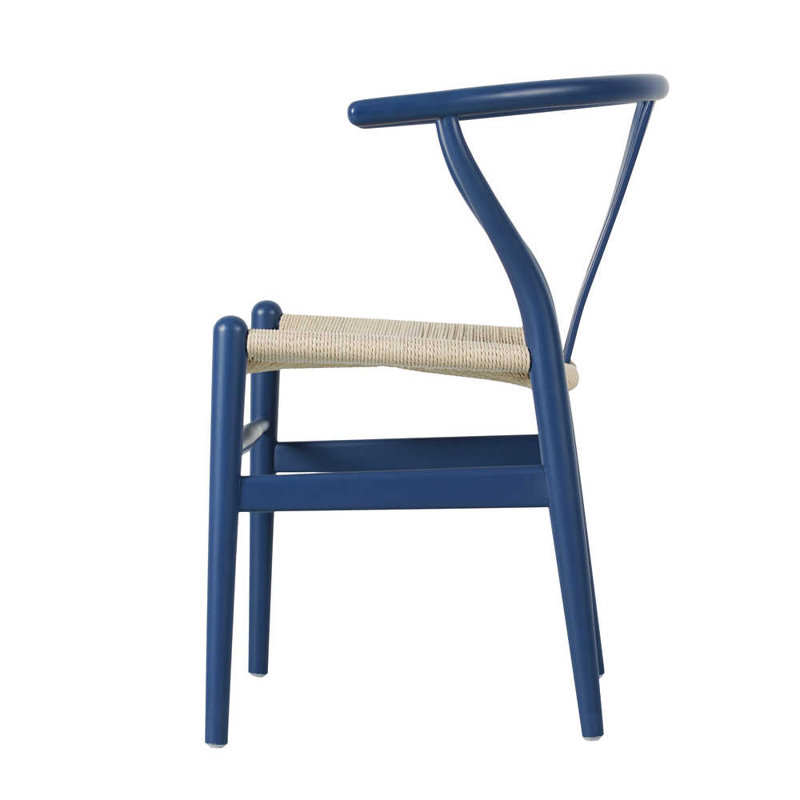 Doran Solid Wood Stacking Side Dining Chair, Blue/Natural