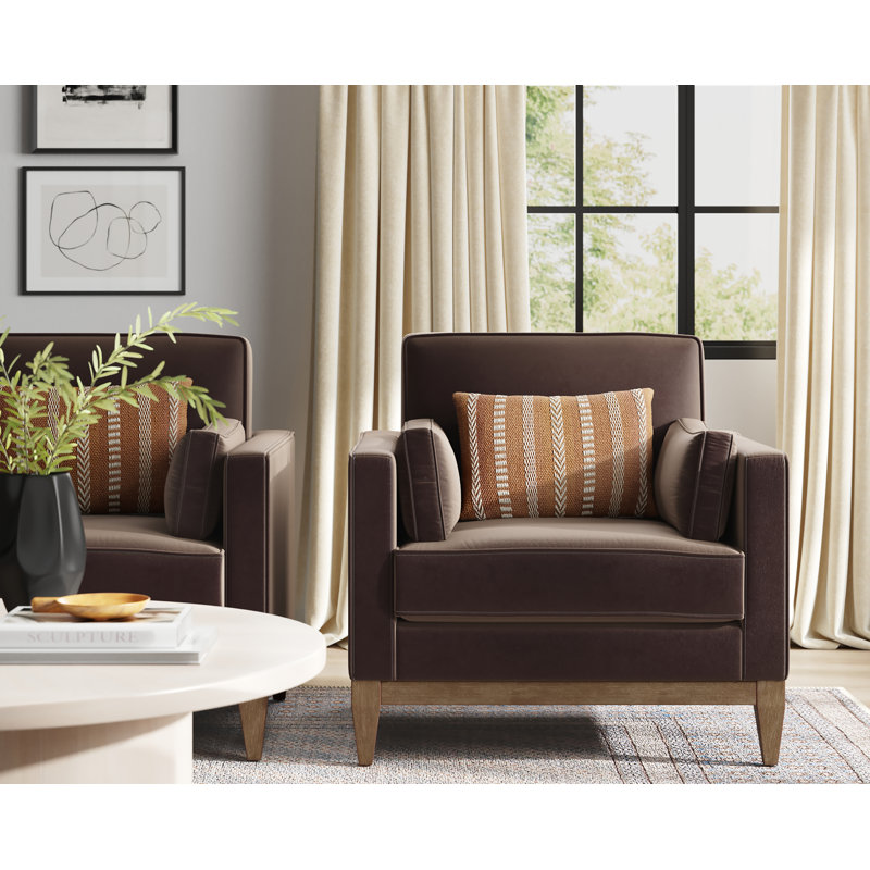 Pera Upholstered Armchair, Deep Brown Velvet