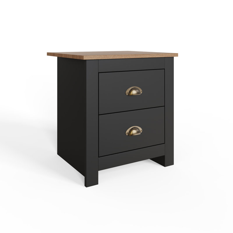 Loretta 45cm W Particle Board / Chipboard Bedside Table, Slate Blue