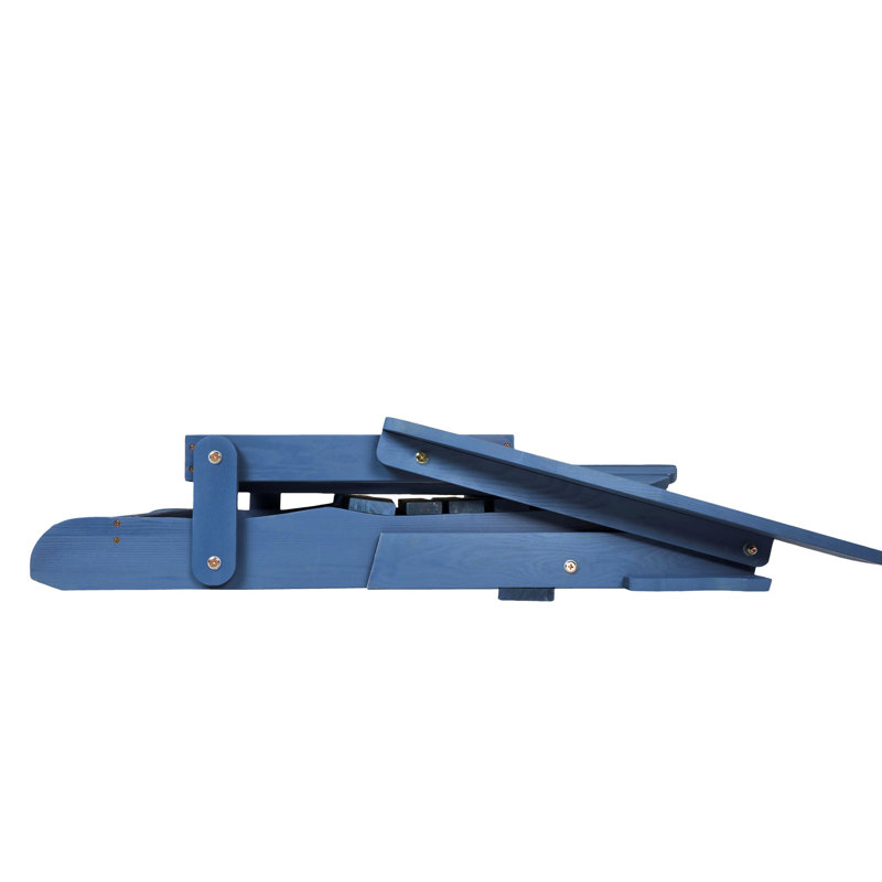 Chaise de patio bleue surdimensionnée en bois massif - pliable pour le jardin, la cour, le porche, la terrasse de la piscine, dans un style pliant