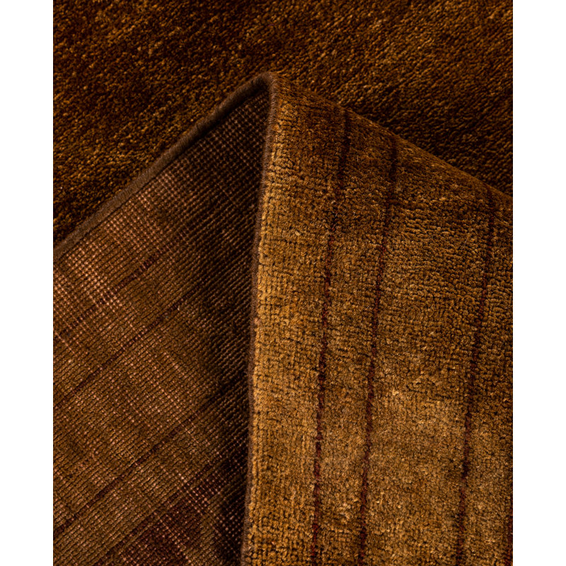 Overdyed Hand-Knotted Wool Modern-Contemporary Brown Area Rug 9' 1" x 11' 10"