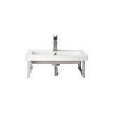 Boston Glossy White Resin Rectangular Wall Mount Bathroom Sink with Overflow