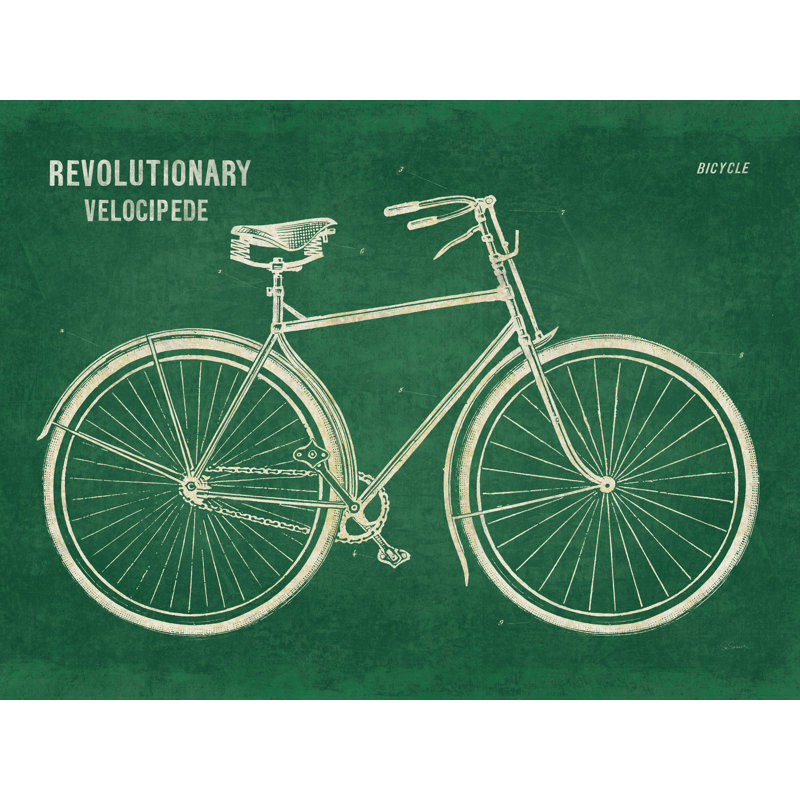 Plan de bicyclette retourné vert, Oui, H 12 po x l 16 po x P 1,25 po, Cadre simple blanc
