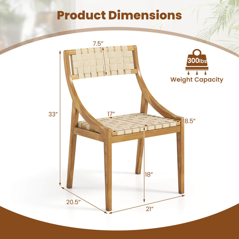  Chaise de patio en bois de teck avec accoudoirs et dossier 4 pièces