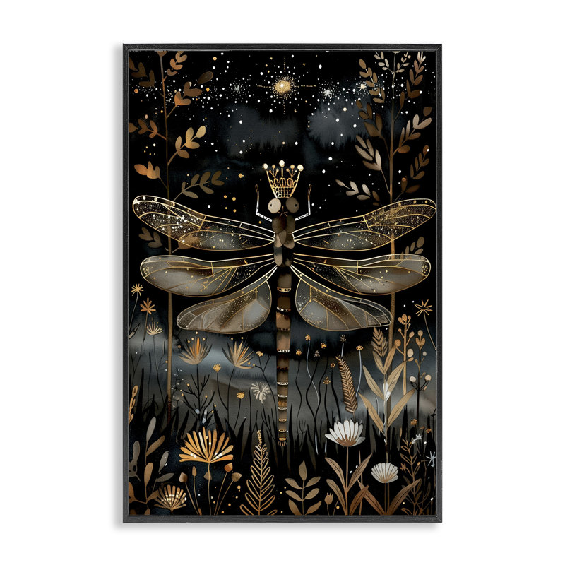 Libellule dorée Regal, giclée par The Dutch Lady, Giclée encadrée noir minuit, H 30 po x l 20 po