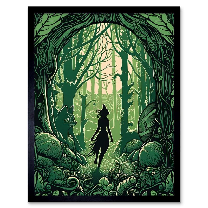 Atravion Anthropomorphic Fox Silhouette Forest Nouveau - Single Picture Frame Print