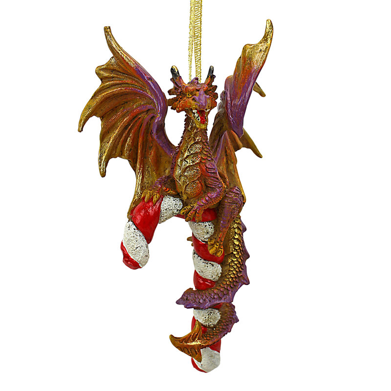 12.7cm Handmade Striped Resin Dragon Hanging Figurine Ornament