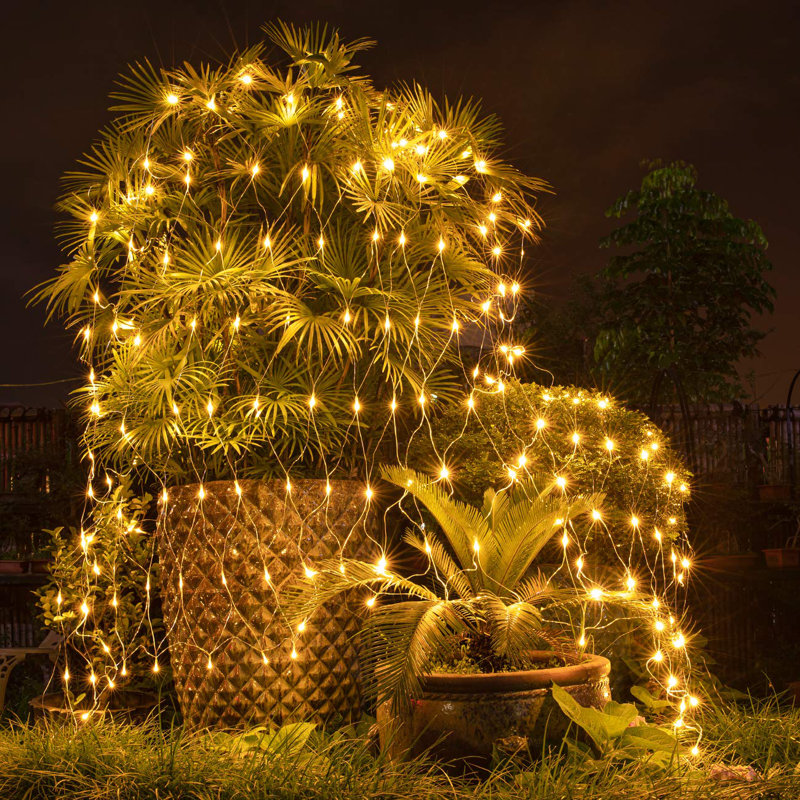 Filet de Noël pour décoration extérieure, Jaune, 360