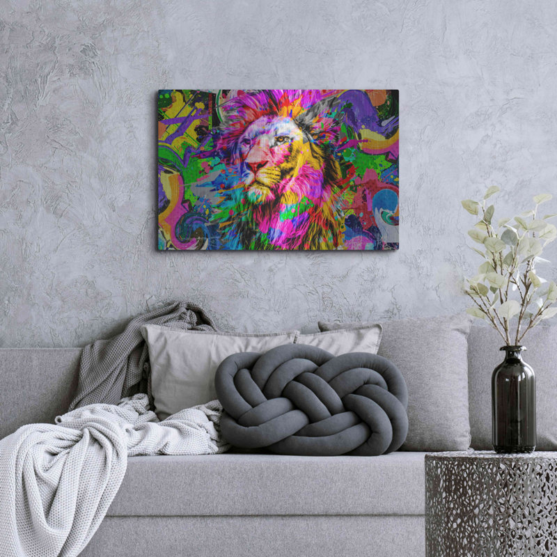 Lion, art mural en métal, H 24 po x l 36 po