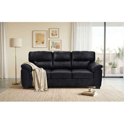 Modern 81" Sofa with Padded Armrests and Black Triangular Legs, 3-Seater Upholstered Sofa for the Living Room.