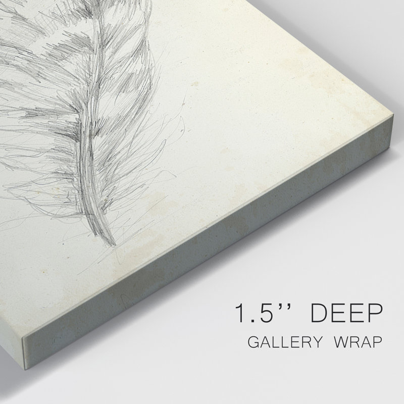 Plume d'esquisse II - ensemble de 3 reproductions d'art sur toile tendue, H 60 po x l 120 po x P 1 po