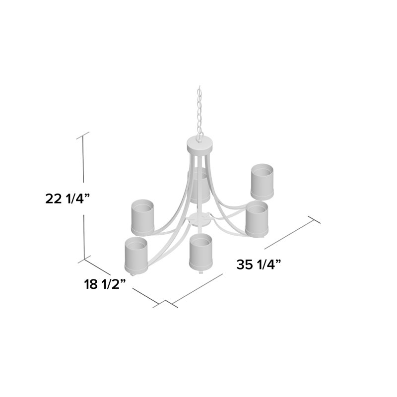 Arie 5-Light Glass Dimmable Chandelier, Brushed Nickel