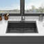 Évier de cuisine encastré 30 po - Évier de cuisine à cuve simple en acier inoxydable de calibre 18 noir Topmount