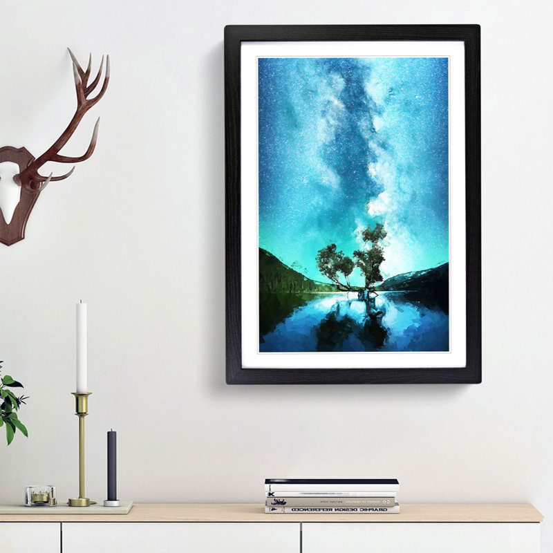 Milky Way Above Washington in Abstract - Picture Frame Graphic Art Print, 48cm H x 36cm W x 2cm D, Black Framed