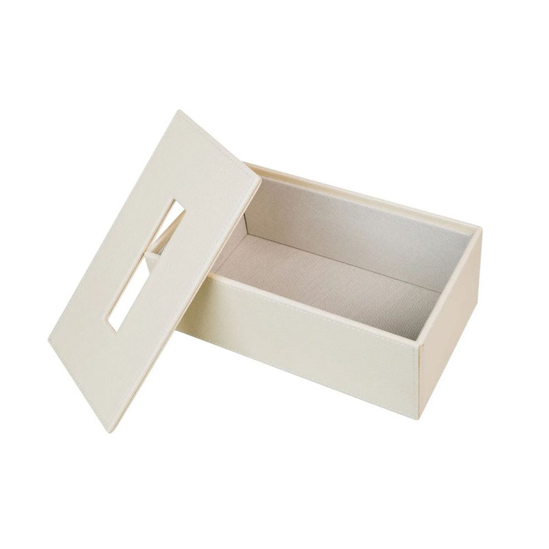 Ecopelle Tissue Box Cover, Cream