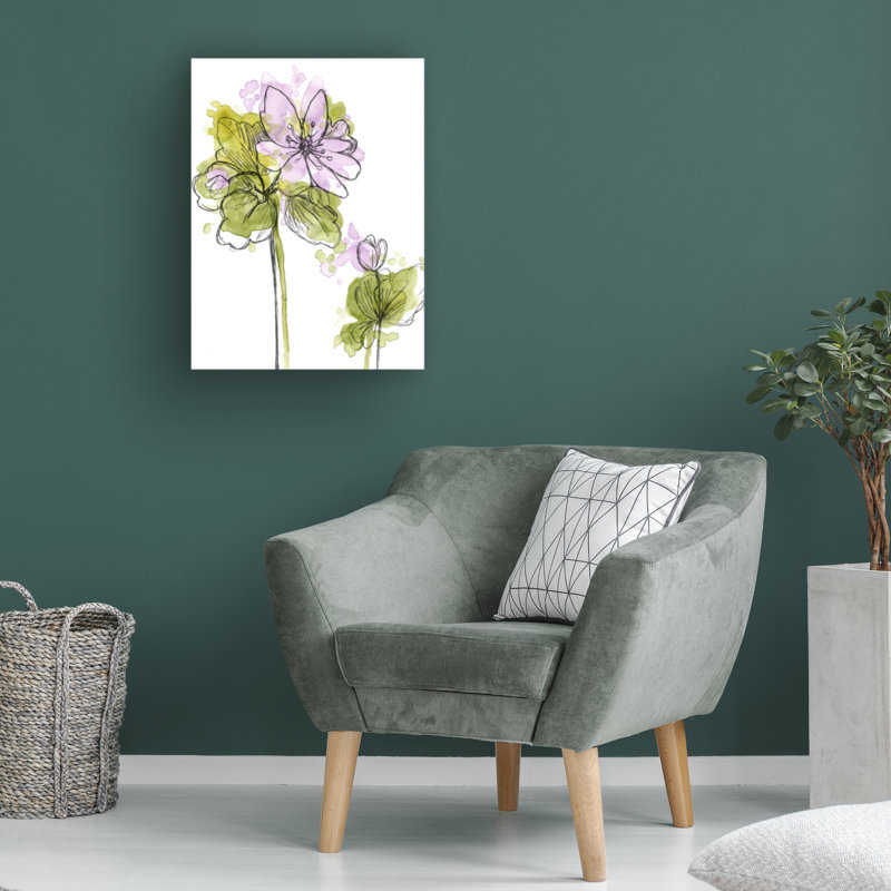 Spring Contours II Green and Purple Floral Canvas Art