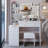 41" Large Size Left Bedside Cabinet Vanity Table+Cushioned Stool, Extra Large Touch Control LED Mirror, 3-Colour Switch, Multi Layer High Capacity Storage Fashionable Dresser, Suitable For Large Space-1574485602