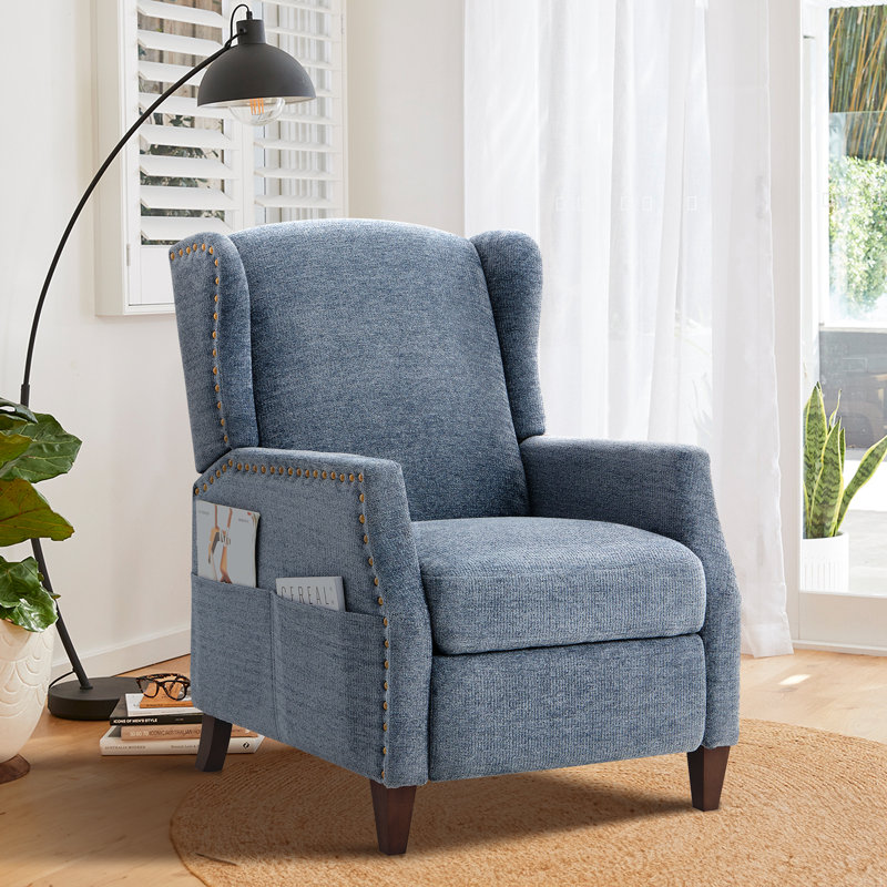 Fauteuil inclinable Kars, Chenille performance bleu foncé