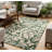lxt Area Rug 9 x 12 Modern Botanical Floral Living Room Rug Non-Slip Backing Washable Contemporary Mat Foldable Floor Cover for Bedroom Green-1535115900-1535115889