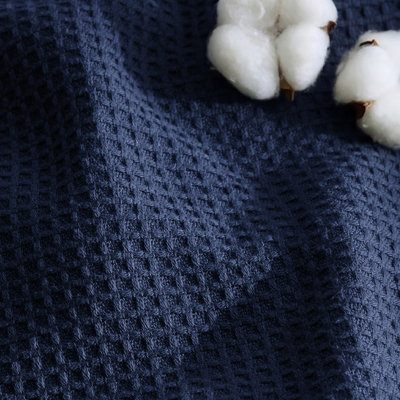 Bedsure GentleSoft 100% Cotton Blanket King Size for Bed - Breathable Lightweight and Soft for Summer, Basket Waffle Weave Woven Blankets, Home Decor Gift for Women, Navy, 108x90 inches