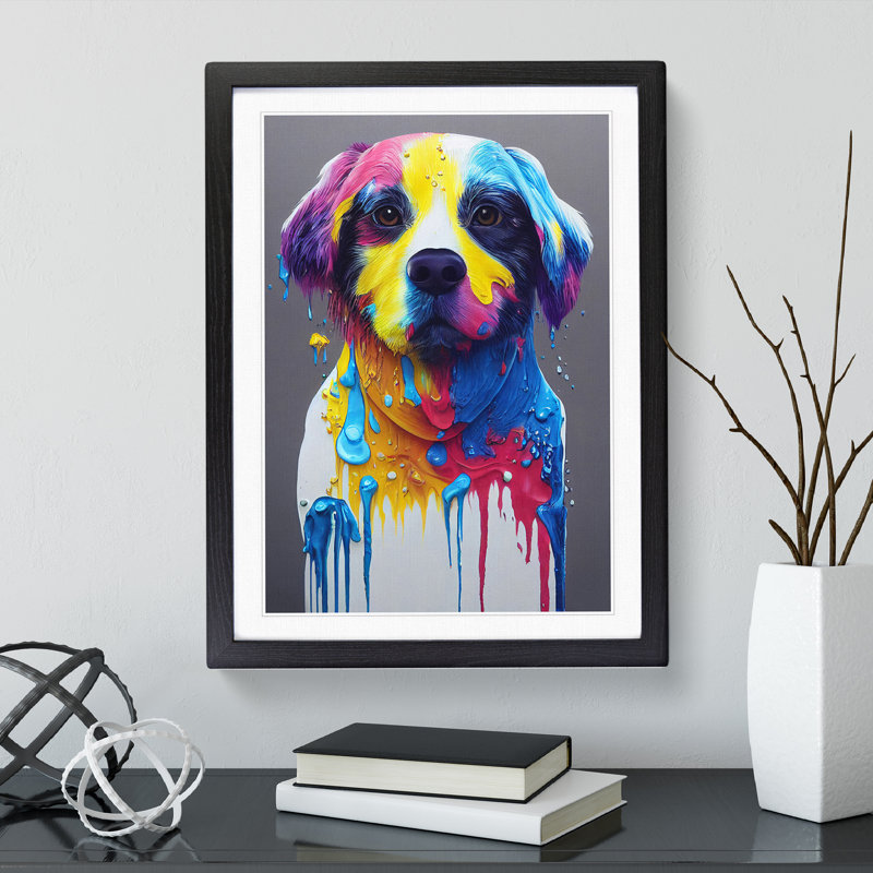 Painted Dog No.5 - Wall Art, Black, 34cm H x 25cm W x 2cm D