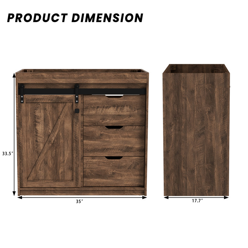 Rustic 36 inch Bathroom Vanity Cabinet Base