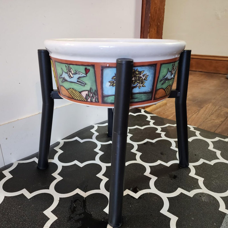 Adjustable Width & Height Elevated Dog Bowl Stand 6-10" Width 8/10/12" Tall, Single Holder Without Bowls