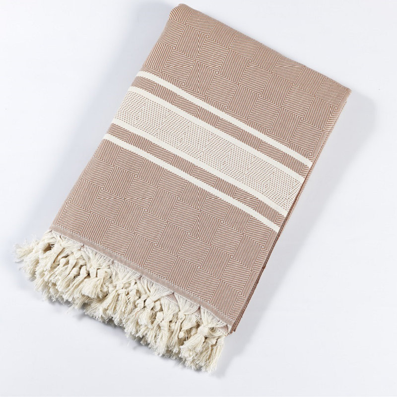 Eptakomi Cotton Chevron / Zig Zag Bedspread, Cinnamon, 220 W x 260cm L