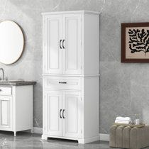 Espresso Bathroom Linen Cabinet 3 Pull Out Drawers