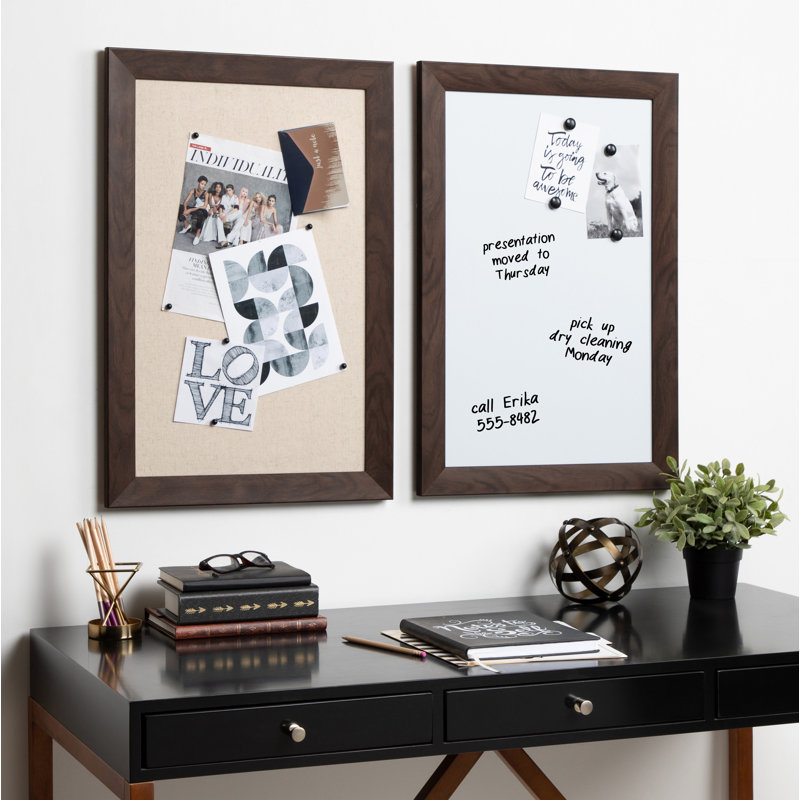 Magnetic Melamine Dry Erase Board, 27'' x 18'', Walnut Brown