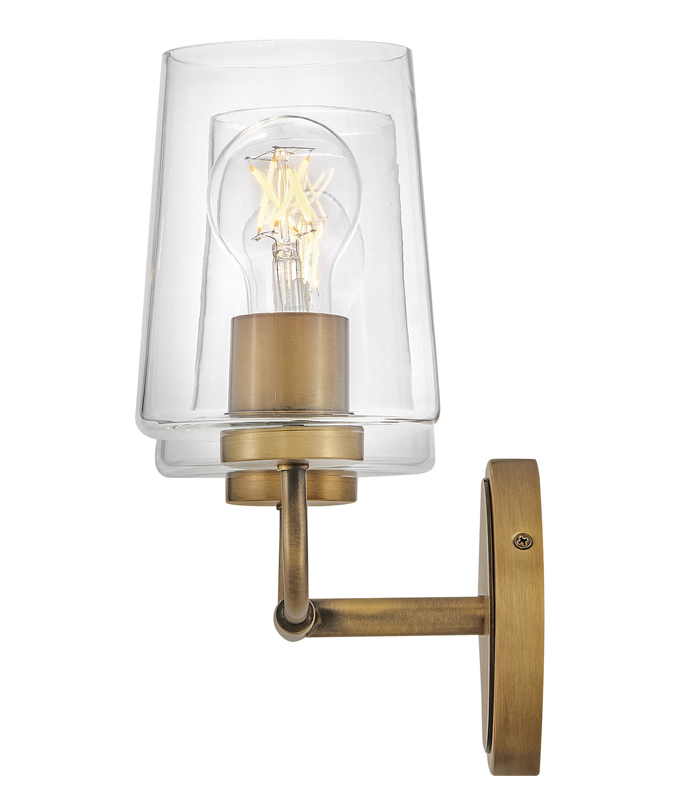 Viva 2 Light Transparent Dimmable Vanity Light, Heritage Brass