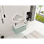 Meuble-lavabo moderne avec lavabo en résine en forme de goutte et placard latéral, 91 cm (36 po), fermeture amortie, caisson en contreplaqué blanc, /blanc, fabriqué