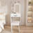 Modern Dressing Table with LED-lit Mirror and Hidden Storage