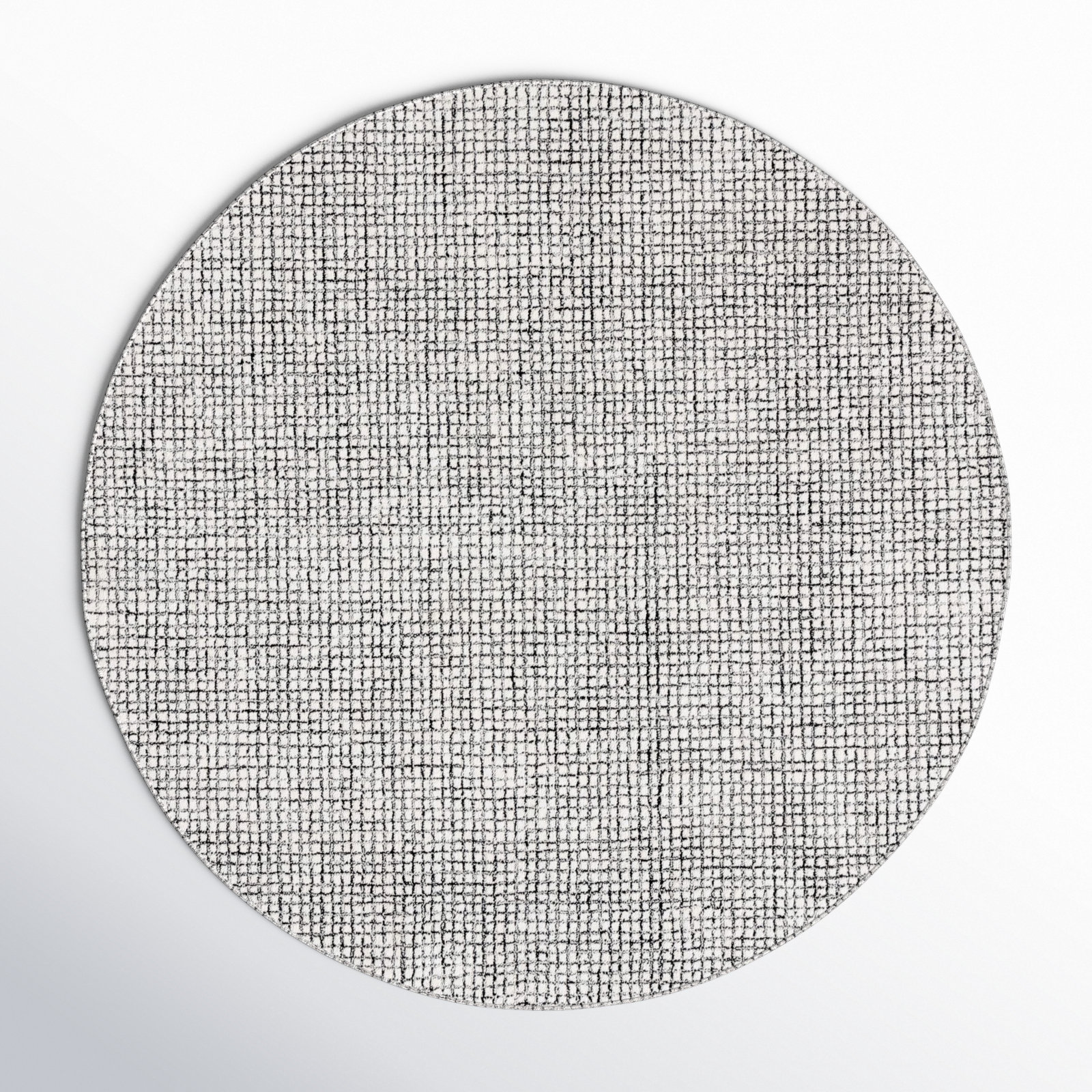 Rowe Ivory Black Hand-Tufted Checkered Rug, Round 4'