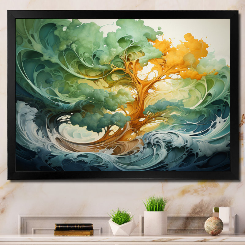 Séquoia symphonie de vert orange, H 34 po x l 44 po x P 1,5 po, Noir